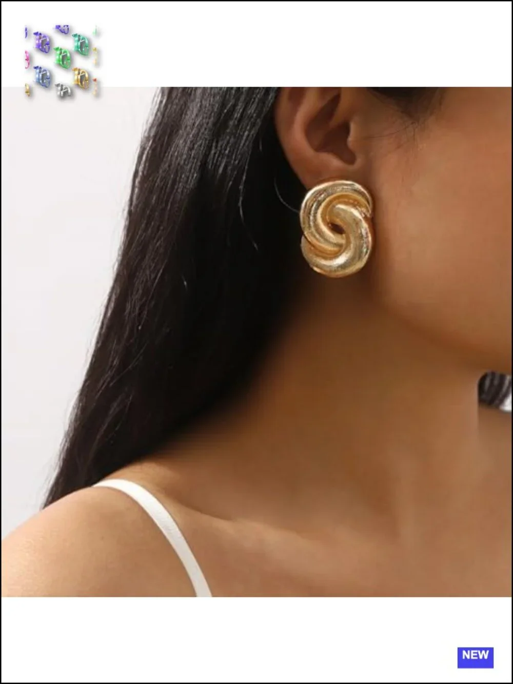 Chunky Gold Twisted Knot Dangle Earrings Large Spiral Geometric Statement